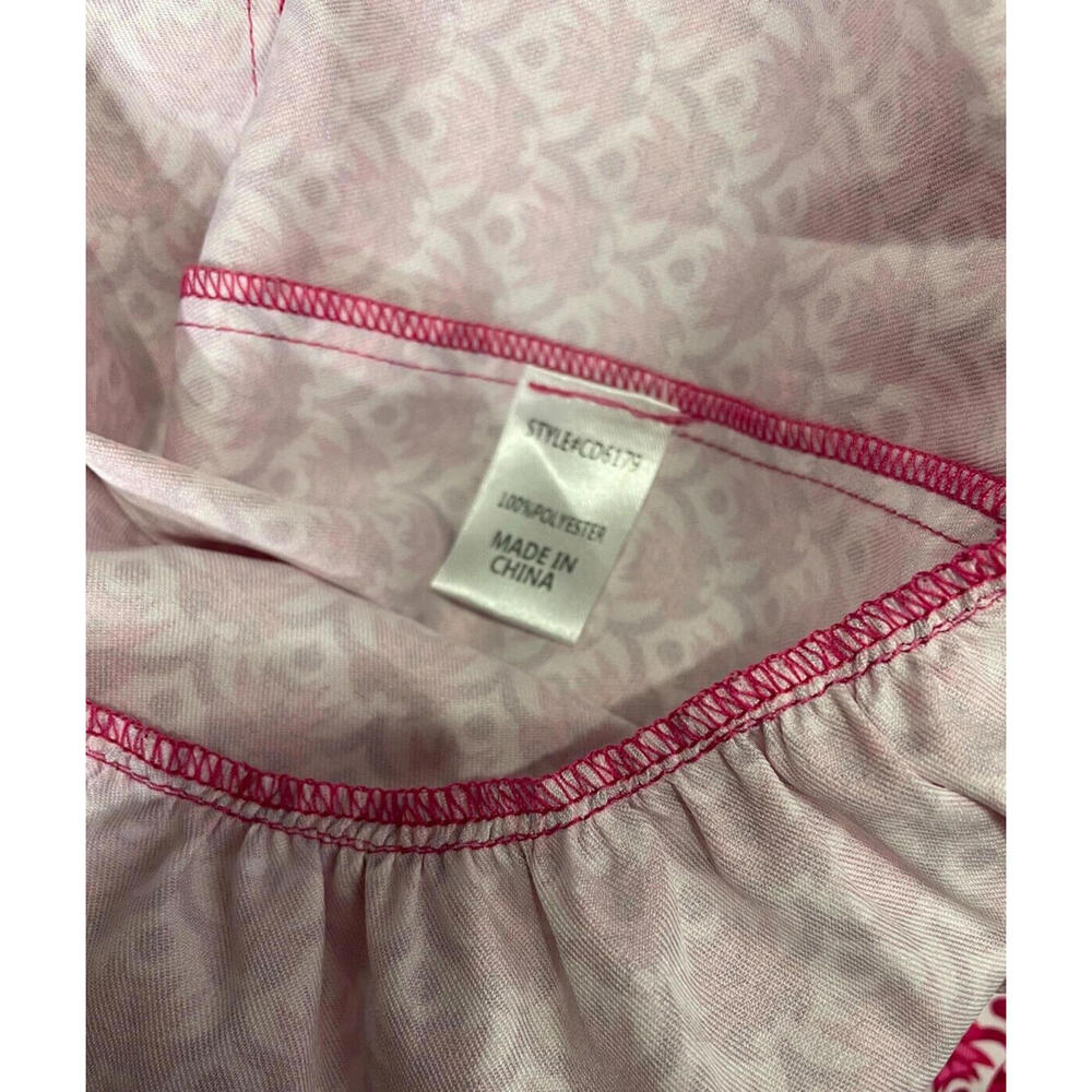 CZ Collection Cezele Maxi Dress S Smocked Pink Puff 3/4 Sleeve Tiered Pink NWT - Picture 6 of 7